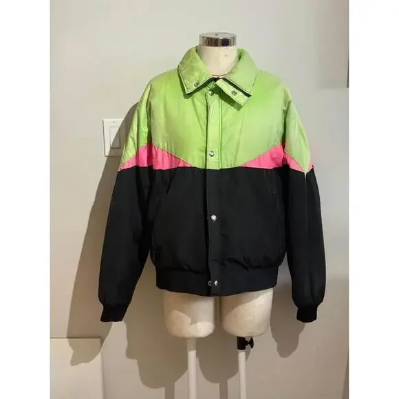 North Sky Vintage Ski Jacket Thinsulate Neon 3M Women's Size M - Picture 1 of 9